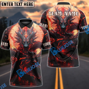 BlueJose Darts Golden Clockwork Dragon Fantasy Personalized Name, Team Name Shirt (4 Colors)
