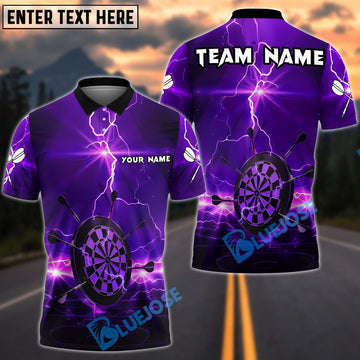 BlueJose Darts Lightning Glow Storm Personalized Name, Team Name Unisex Shirt (4 Colors)
