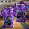 BlueJose Bowling And Pins Colorful Ink Customized Name 3D Shirt (5 Colors)
