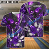 BlueJose Bowling And Pins Flame Electric Skull Customized Name, Team Name 3D Shirt (4 Colors)