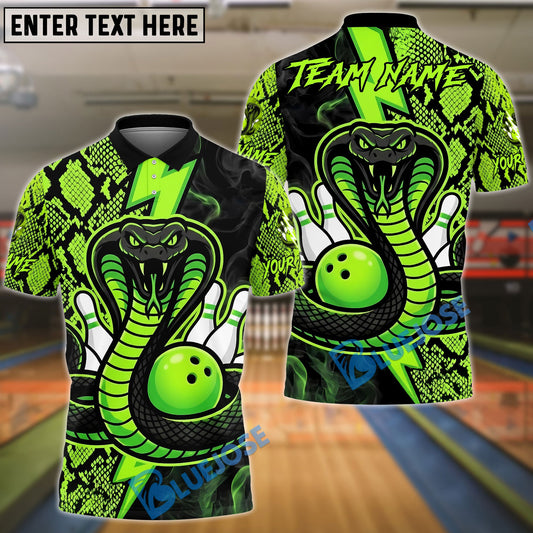 BlueJose Bowling Big Cobra Python Lightning Customized Name, Team Name 3D Shirt (4 Colors)