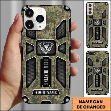BlueJose Hunting Phonecase Green Woodland Camo Tactical Armor Deer Logo Personalized Name 3D Phone Case