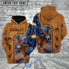 BlueJose Deer Hunting Brown Leather Camouflage Stitched Western Personalized Name 3D Hoodie (4 Colors)