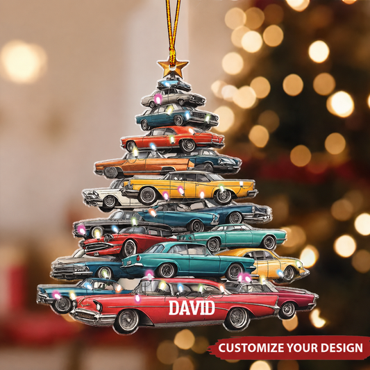 Bluejose Personalized Name Muscle Car Christmas Tree Acrylic Ornament