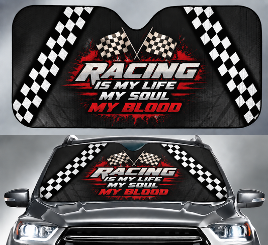 BlueJose ''Racing Is My Life'' Windshield Sun Shade