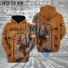 BlueJose Deer Hunting Brown Leather Camouflage Stitched Western Personalized Name 3D Hoodie (4 Colors)