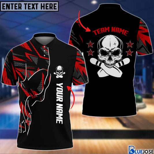 BlueJose Skull Bowling and Pins Multicolor Personalized Name Team Name 3D Shirt, Personalized Shirts For Bowling Players