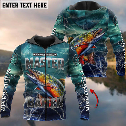 BlueJose Personalized Name Trout Fishing Master Baiter Shirts For Men And Women 3D Hoodie