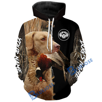 BlueJose Chesapeake bay Retriever Hunting Dog Custom Name Hoodie Shirt for Hunter| Pheasant
