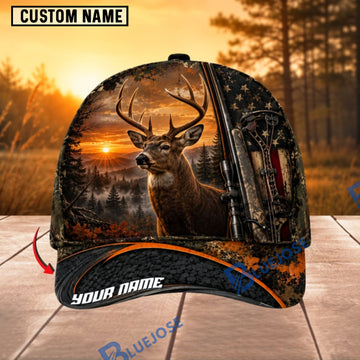 BlueJose Deer Hunting Sunset Rifle Personalized 3D Cap