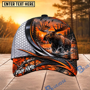 BlueJose Moose Hunting Forest Badge Personalized 3D Cap