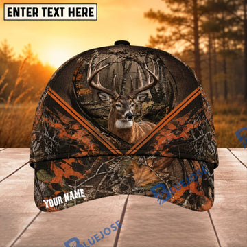BlueJose Deer Hunting Orange Camo Personalized 3D Cap