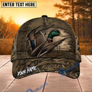BlueJose Mallard Duck Hunting Metal Rip Marsh Personalized 3D Cap