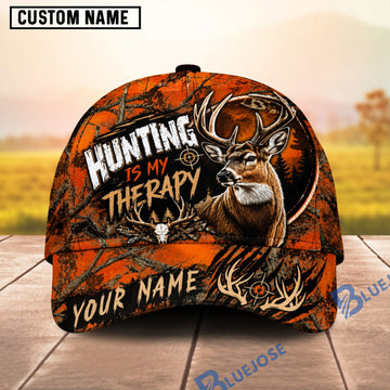 BlueJose Deer Hunting Therapy Orange Camo Personalized 3D Cap