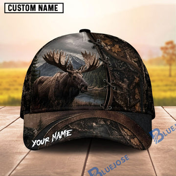 BlueJose Moose Hunting Brown Camo Personalized 3D Cap