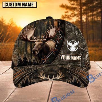 BlueJose Moose Hunting Antler Badge Personalized 3D Cap