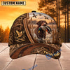 BlueJose Dog Hunting And Duck Rustic Woodgrain Marshland Scene Personalized Name 3D Cap (8 Dog Breeds)