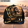 BlueJose Dog Hunting And Duck Black Gold Curved Stripe Marsh Sunset Scene Personalized Name 3D Cap (8 Dog Breeds)