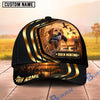 BlueJose Dog Hunting And Duck Black Gold Curved Stripe Marsh Sunset Scene Personalized Name 3D Cap (8 Dog Breeds)