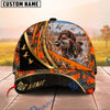 BlueJose Dog Hunting And Duck Orange Camo Curved Stripe Marsh Hunting Scene Personalized Name 3D Cap (8 Dog Breeds)