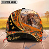 BlueJose Dog Hunting And Duck Orange Camo Curved Stripe Marsh Hunting Scene Personalized Name 3D Cap (8 Dog Breeds)