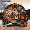 BlueJose Dog Hunting And Duck Orange Black Geometric Camo Hunting Scene Personalized Name 3D Cap (8 Dog Breeds)