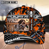 BlueJose Dog Hunting And Duck Orange Black Geometric Camo Hunting Scene Personalized Name 3D Cap (8 Dog Breeds)