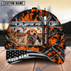 BlueJose Dog Hunting And Duck Orange Black Geometric Camo Hunting Scene Personalized Name 3D Cap (8 Dog Breeds)
