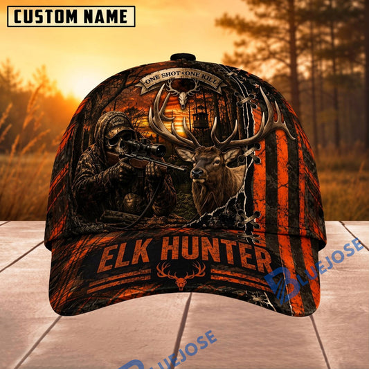BlueJose Hunting Orange Black Hunter Personalized 3D Cap (9 animals)