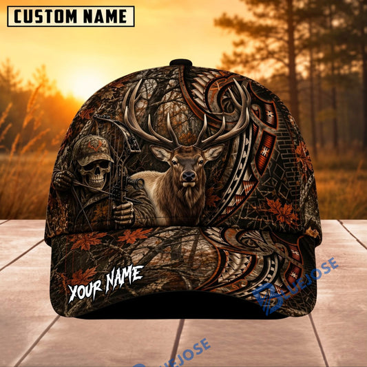 BlueJose Hunting Bowhunter Tribal Camo Personalized 3D Cap (9 animals)