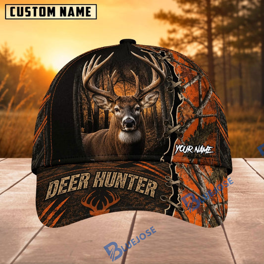 BlueJose Hunting Orange Woodland Hunter Personalized 3D Cap (9 animals)