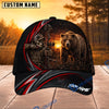 BlueJose Hunting Red Stripe Skull Archer and Deer Sunset Design Personalized 3D Cap (9 animals)