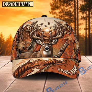 BlueJose Deer Hunting Rustic Woodland Buck Personalized Name 3D Cap