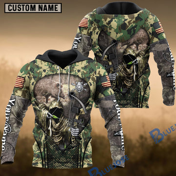 BlueJose Boar Hunting Hoodie Camo Grim Reaper Bow Hunter Multi-option Custom Name Shirt 3D All Over Printed Clothes