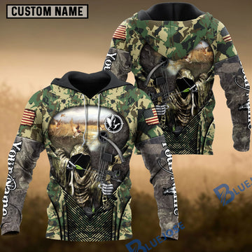 BlueJose Duck Hunting Hoodie Camo Grim Reaper Bow Hunter Multioptions Custom Name Shirt 3D All Over Printed Clothes