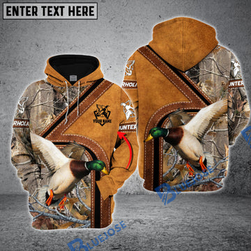 BlueJose Duck Hunting Hoodie Leather Strap Camo Multioptions Custom Name Shirt 3D All Over Printed Clothes