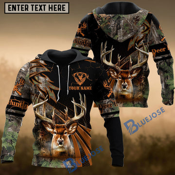 BlueJose Deer Hunting Brown Camo Dot Pattern Custom Name Shirt 3D All Over Printed Clothes