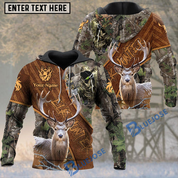 BlueJose Elk Hunting Brown Camo Reaper Custom Name Shirt 3D All Over Printed Clothes