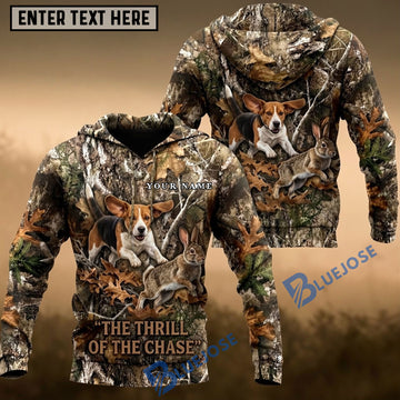 BlueJose Beagle Hunting Hare The Thrill Of The Chase Autumn Camo Personalized Name 3D Hoodie
