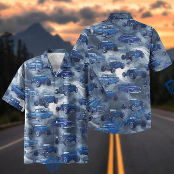 BlueJose Garage Closed Cruise Mode On Classic Car Hot Rod Hawaiian Shirt