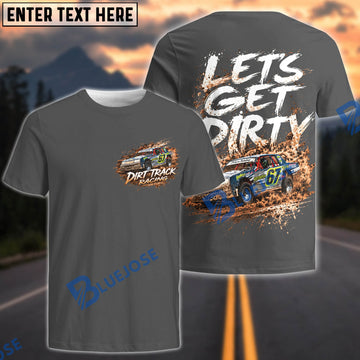 BlueJose Personalized Car Dirt Track Racing Let's Get Dirty Race Car T-Shirt