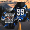 BlueJose Drag Racing Dad Like A Normal Dad 3D Hoodie – Custom Name & Number (6 colors)