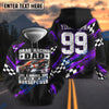 BlueJose Drag Racing Dad Like A Normal Dad 3D Hoodie – Custom Name & Number (6 colors)