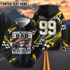 BlueJose Drag Racing Dad Like A Normal Dad 3D Hoodie – Custom Name & Number (6 colors)