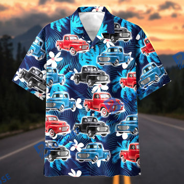 BlueJose Vintage Hawaiian Hot Rod Shirt – Classic American Pickup Truck Aloha Shirt