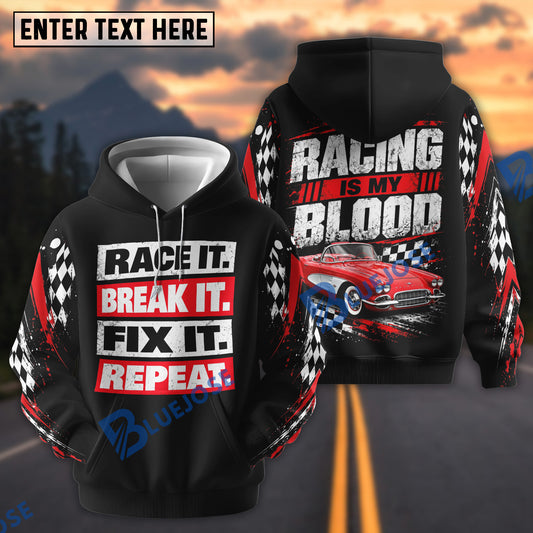 Bluejose Racing Is My Blood Custom Car Photo 3D Hoodie (4 colors)