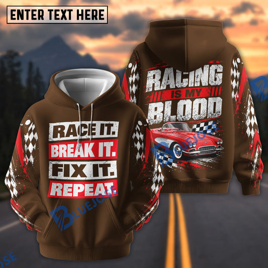 Bluejose Racing Is My Blood Custom Car Photo 3D Hoodie (4 colors)