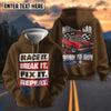 BlueJose Personalized Car Race It Break It Fix It Repeat Brown T-Shirt (4 colors)