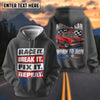 BlueJose Personalized Car Race It Break It Fix It Repeat Brown T-Shirt (4 colors)