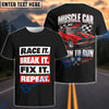 BlueJose Personalized Car Born To Run Race It Break It Fix It Repeat T-Shirt